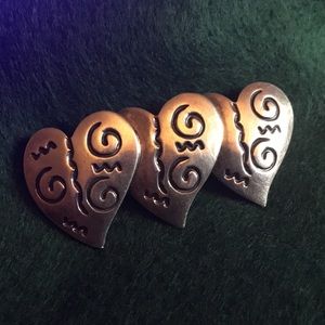 VINTAGE FORBES ABSTRACT STERLING HEART BROOCH PIN